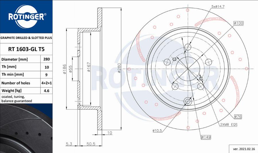 Rotinger RT 1603-GL T5 - Bremžu diski www.autospares.lv