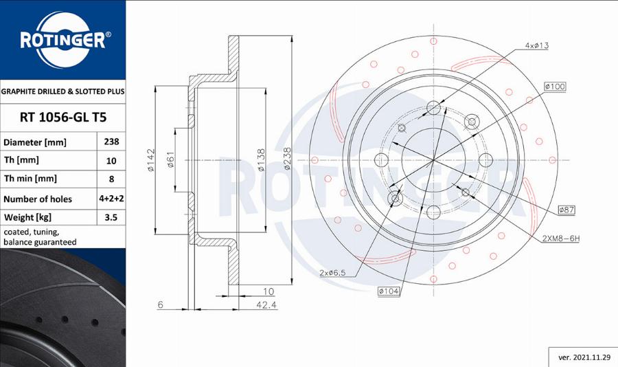 Rotinger RT 1056-GL T5 - Bremžu diski www.autospares.lv