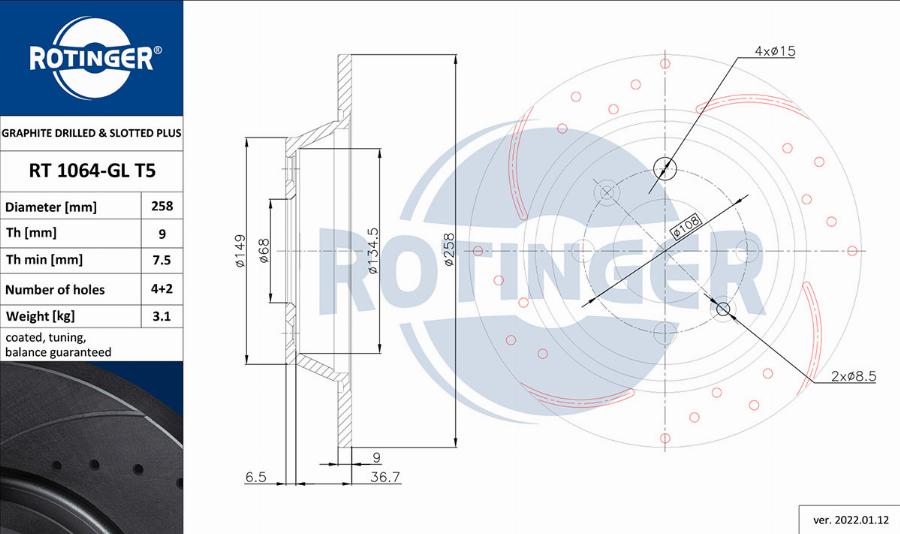 Rotinger RT 1064-GL T5 - Bremžu diski www.autospares.lv