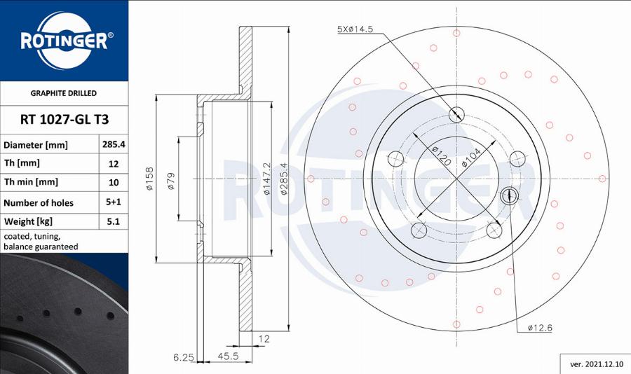 Rotinger RT 1027-GL T3 - Тормозной диск www.autospares.lv