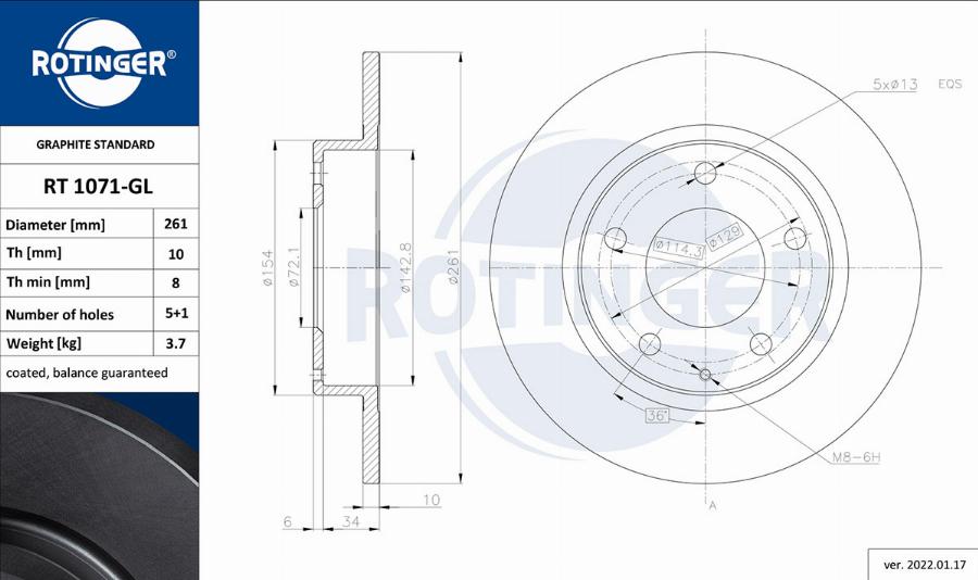 Rotinger RT 1071-GL - Bremžu diski www.autospares.lv