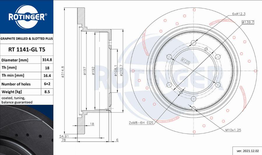 Rotinger RT 1141-GL T5 - Brake Disc www.autospares.lv