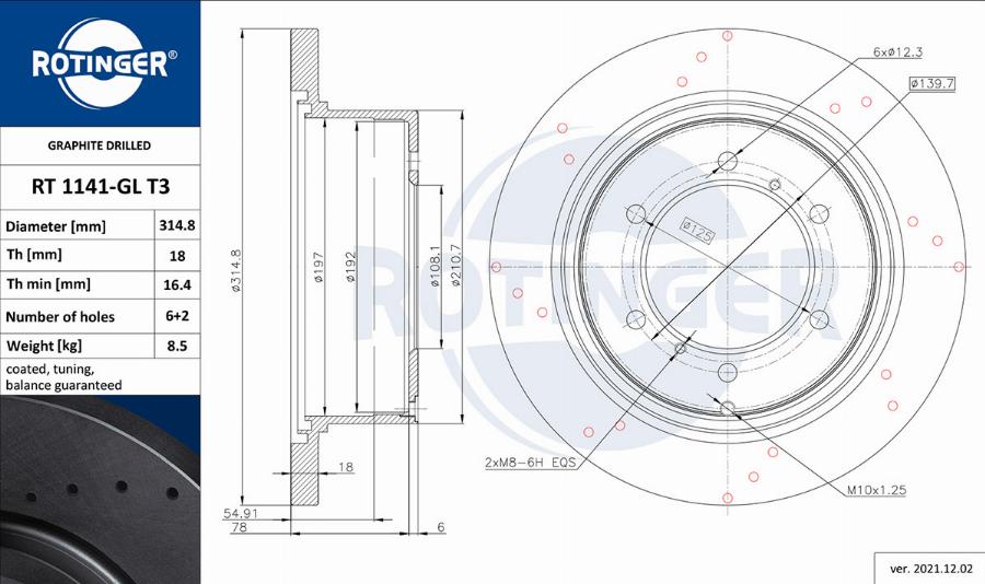 Rotinger RT 1141-GL T3 - Brake Disc www.autospares.lv