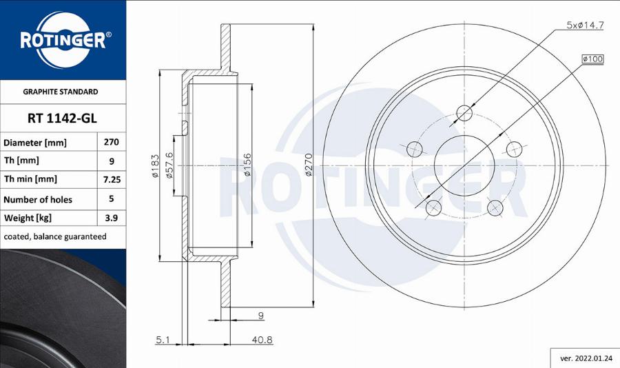 Rotinger RT 1142-GL - Bremžu diski www.autospares.lv