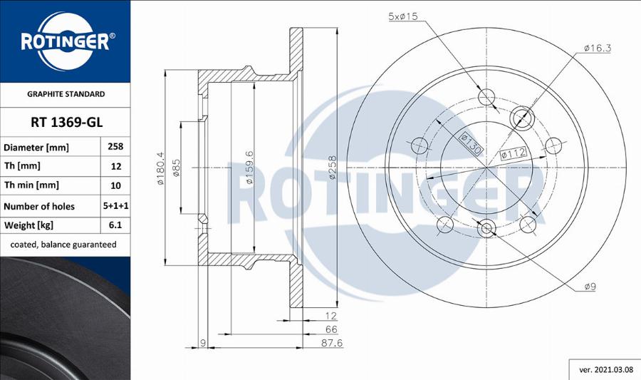 Rotinger RT 1369-GL - Bremžu diski www.autospares.lv