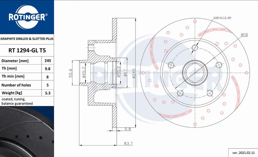 Rotinger RT 1294-GL T5 - Bremžu diski www.autospares.lv