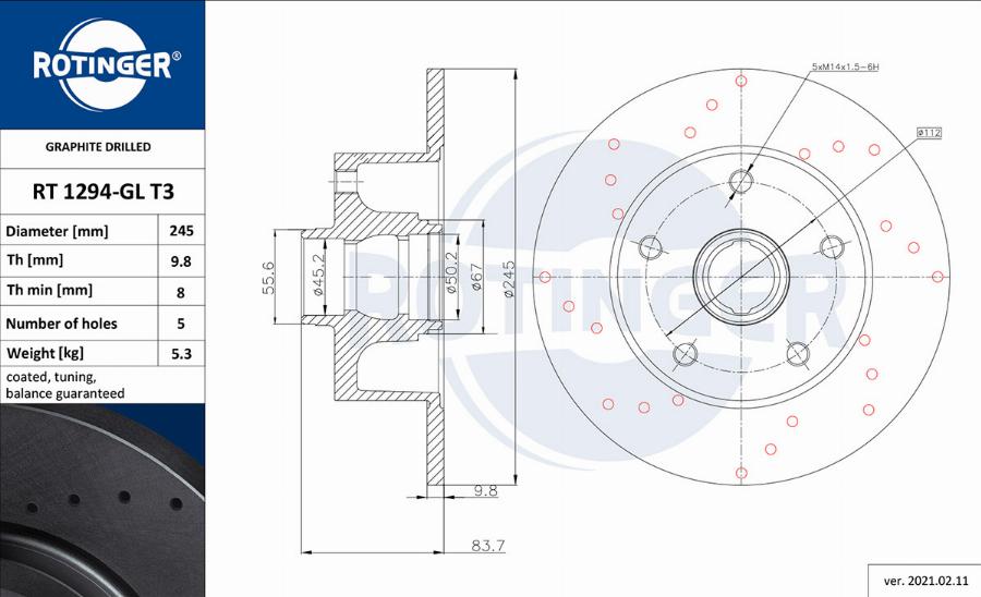 Rotinger RT 1294-GL T3 - Bremžu diski www.autospares.lv