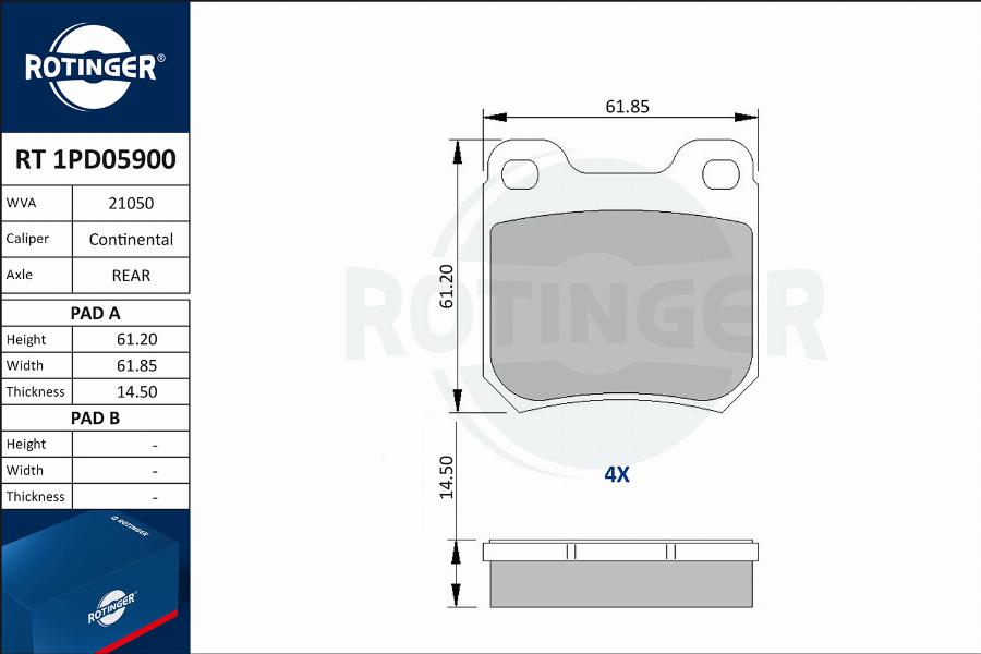 Rotinger RT 1PD05900 - Bremžu uzliku kompl., Disku bremzes autospares.lv