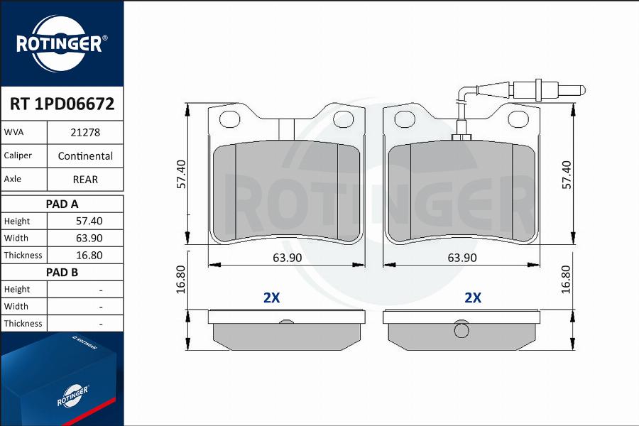 Rotinger RT 1PD06672 - Bremžu uzliku kompl., Disku bremzes www.autospares.lv