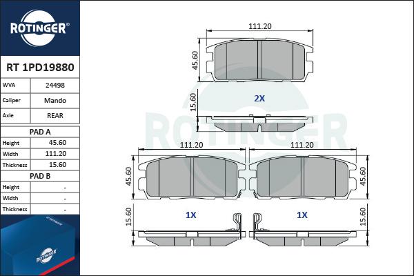 Rotinger RT 1PD19880 - Bremžu uzliku kompl., Disku bremzes www.autospares.lv