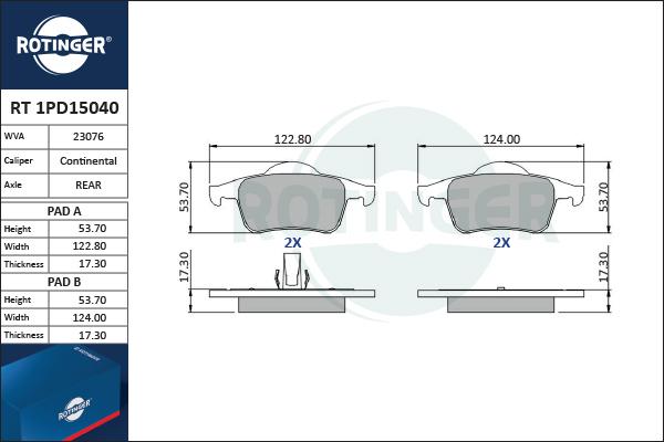 Rotinger RT 1PD15040 - Bremžu uzliku kompl., Disku bremzes autospares.lv