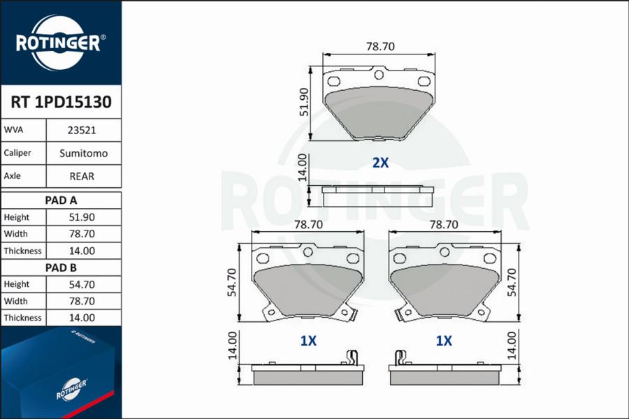 Rotinger RT 1PD15130 - Bremžu uzliku kompl., Disku bremzes autospares.lv