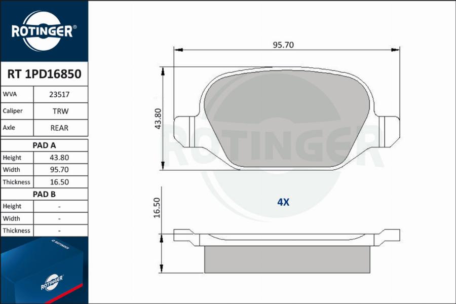 Rotinger RT 1PD16850 - Bremžu uzliku kompl., Disku bremzes www.autospares.lv