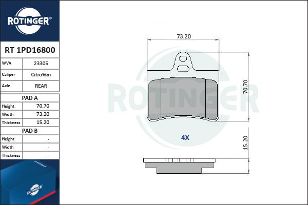 Rotinger RT 1PD16800 - Bremžu uzliku kompl., Disku bremzes autospares.lv