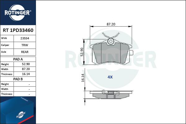 Rotinger RT 1PD33460 - Bremžu uzliku kompl., Disku bremzes autospares.lv