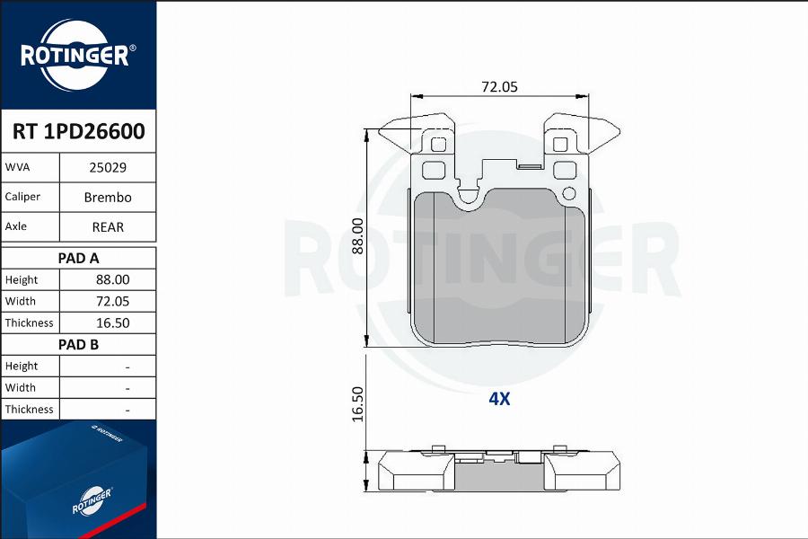 Rotinger RT 1PD26600 - Bremžu uzliku kompl., Disku bremzes www.autospares.lv