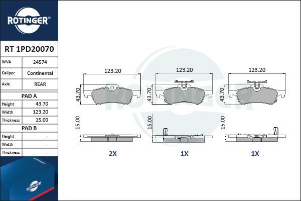 Rotinger RT 1PD20070 - Bremžu uzliku kompl., Disku bremzes autospares.lv