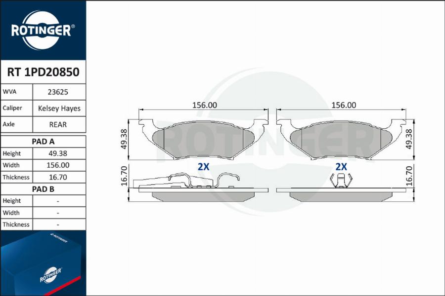 Rotinger RT 1PD20850 - Bremžu uzliku kompl., Disku bremzes www.autospares.lv