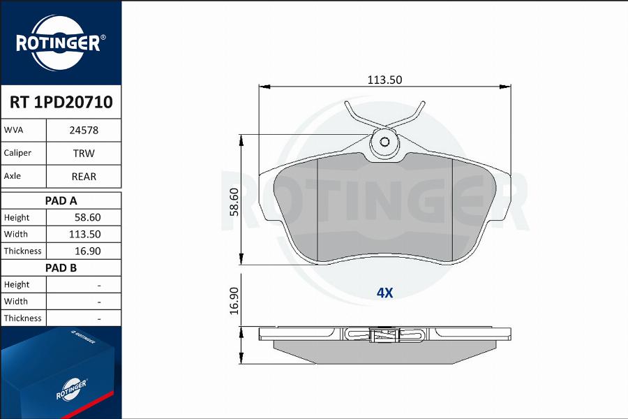 Rotinger RT 1PD20710 - Bremžu uzliku kompl., Disku bremzes autospares.lv