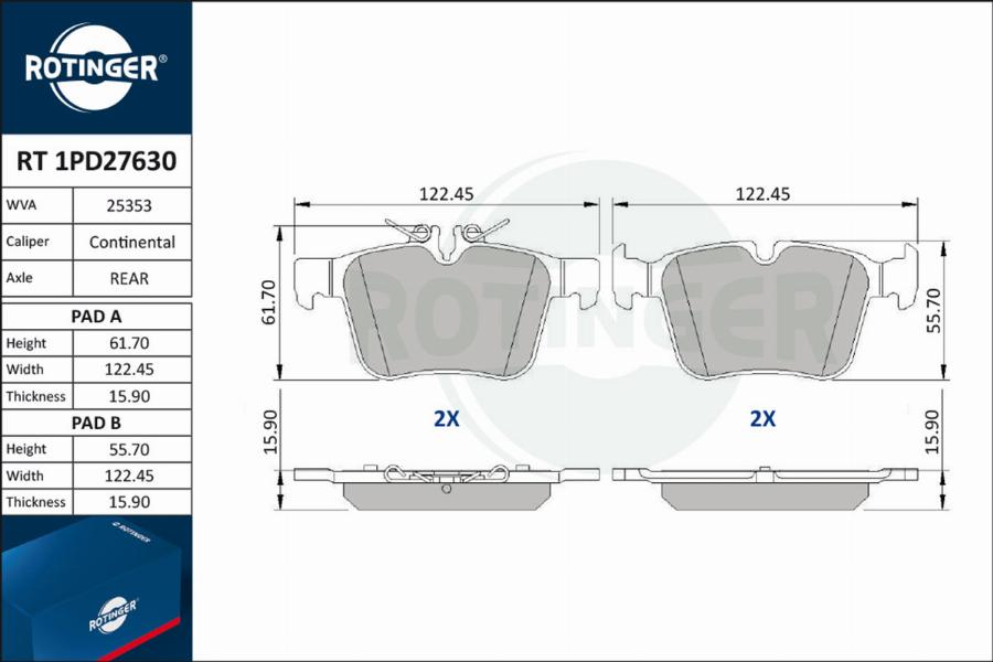 Rotinger RT 1PD27630 - Bremžu uzliku kompl., Disku bremzes autospares.lv