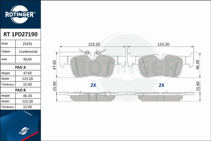 Rotinger RT 1PD27190 - Bremžu uzliku kompl., Disku bremzes www.autospares.lv