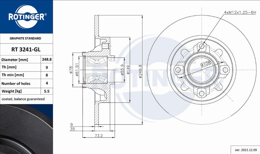 Rotinger RT 3241BS-GL - Brake Disc www.autospares.lv