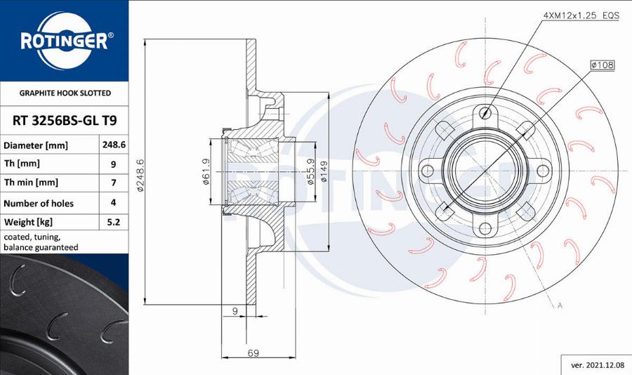 Rotinger RT 3256BS-GL T9 - Тормозной диск www.autospares.lv