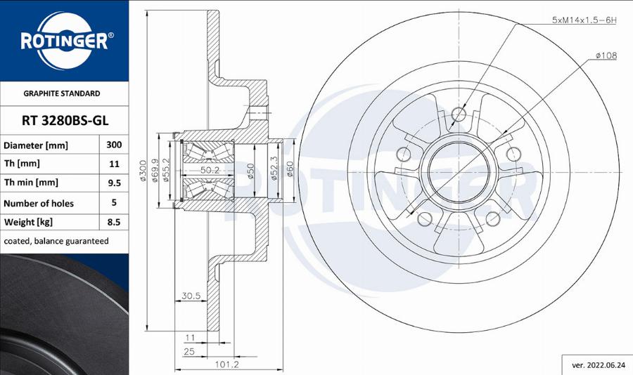 Rotinger RT 3280BS-GL - Bremžu diski autospares.lv