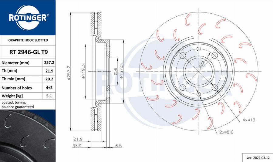 Rotinger RT 2946-GL T9 - Bremžu diski autospares.lv