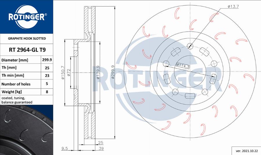 Rotinger RT 2964-GL T9 - Bremžu diski www.autospares.lv