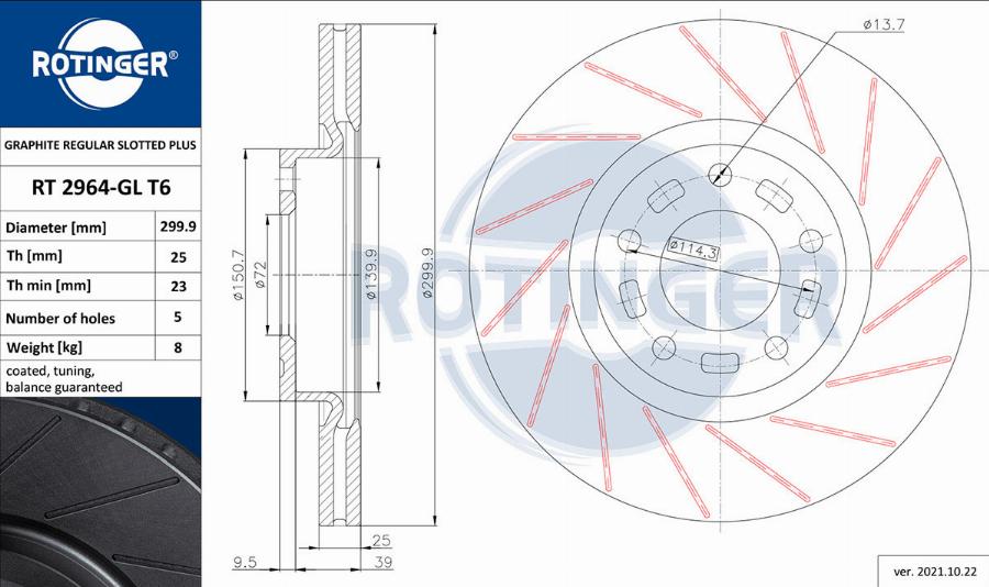 Rotinger RT 2964-GL T6 - Bremžu diski www.autospares.lv