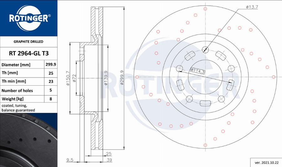 Rotinger RT 2964-GL T3 - Bremžu diski www.autospares.lv