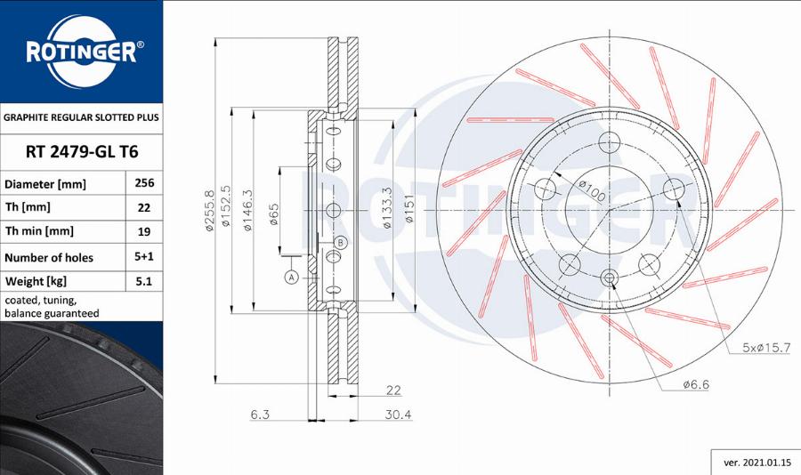 Rotinger RT 2479-GL T6 - Тормозной диск www.autospares.lv