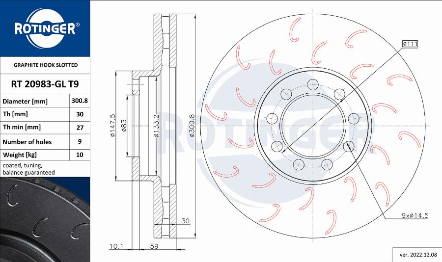 Rotinger RT 20983-GL T9 - Bremžu diski www.autospares.lv