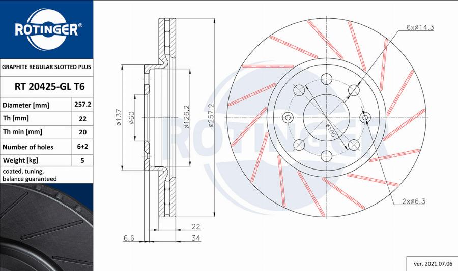 Rotinger RT 20425-GL T6 - Bremžu diski www.autospares.lv