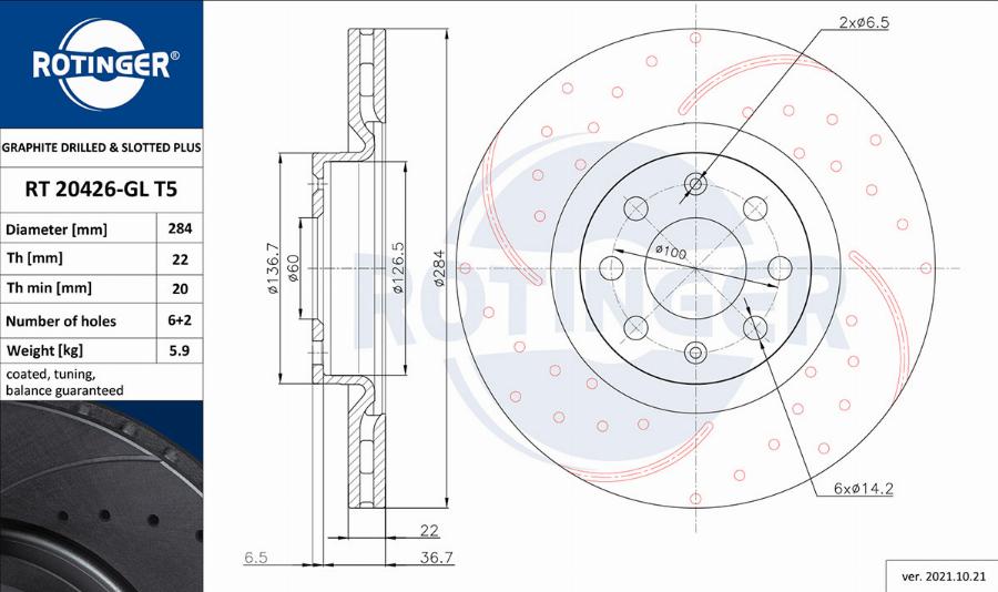 Rotinger RT 20426-GL T5 - Bremžu diski autospares.lv