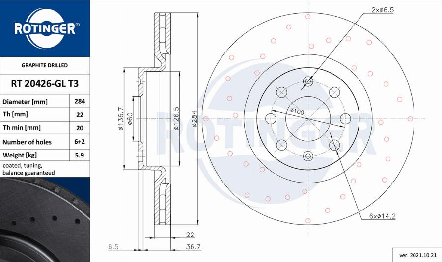 Rotinger RT 20426-GL T3 - Bremžu diski www.autospares.lv