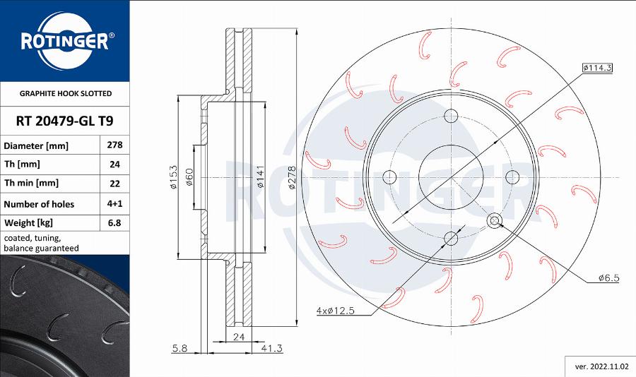 Rotinger RT 20479-GL T9 - Brake Disc www.autospares.lv