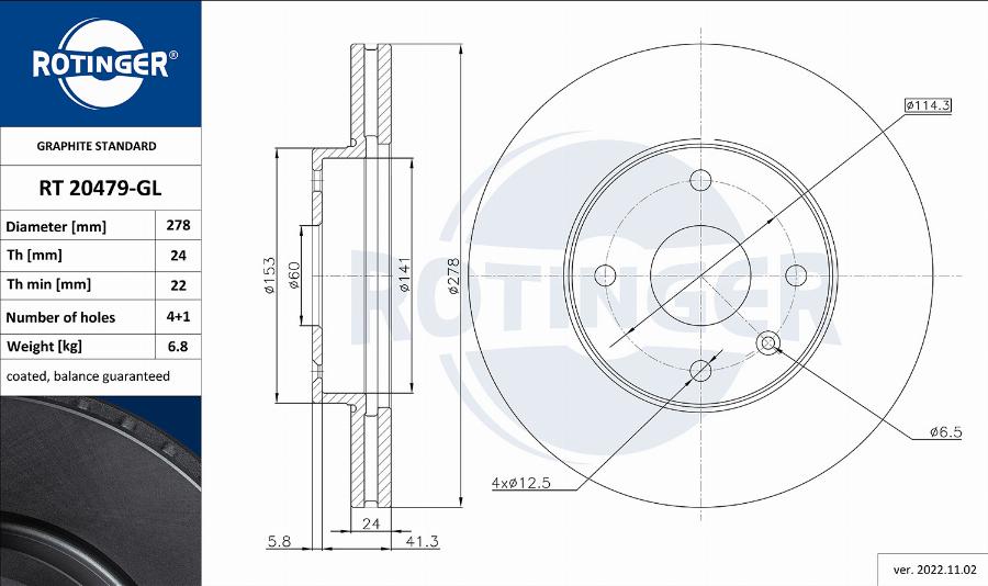 Rotinger RT 20479-GL - Brake Disc www.autospares.lv