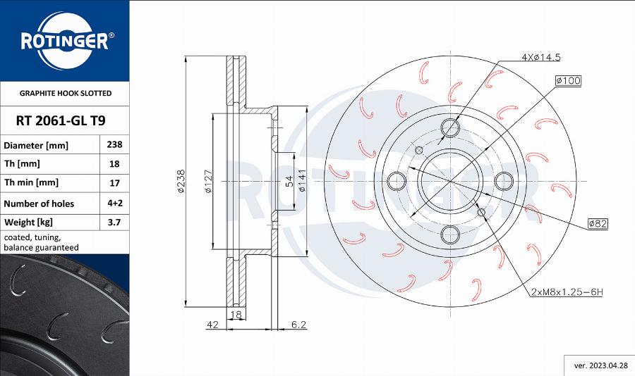 Rotinger RT 2061-GL T9 - Bremžu diski www.autospares.lv