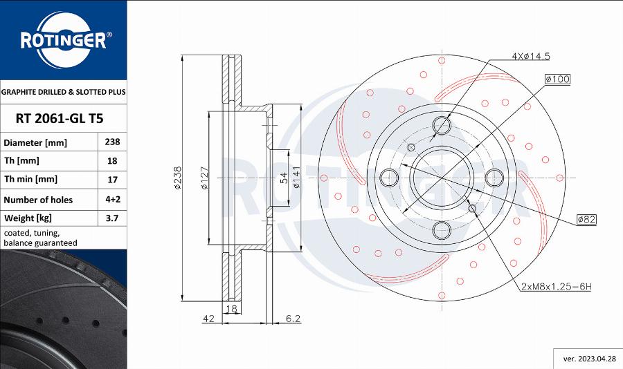 Rotinger RT 2061-GL T5 - Bremžu diski www.autospares.lv