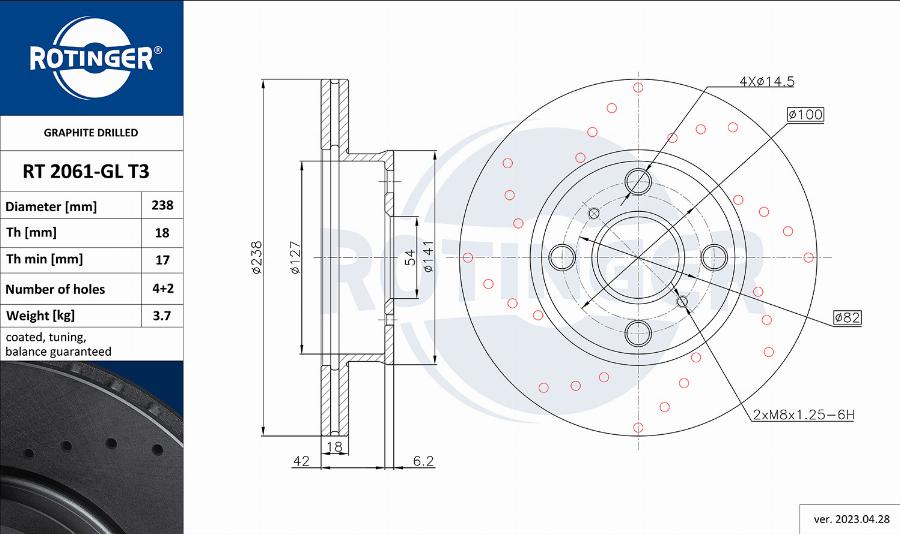 Rotinger RT 2061-GL T3 - Bremžu diski www.autospares.lv