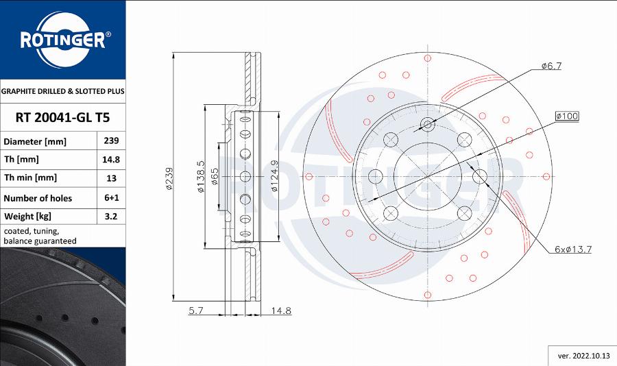 Rotinger RT 20041-GL T5 - Bremžu diski www.autospares.lv