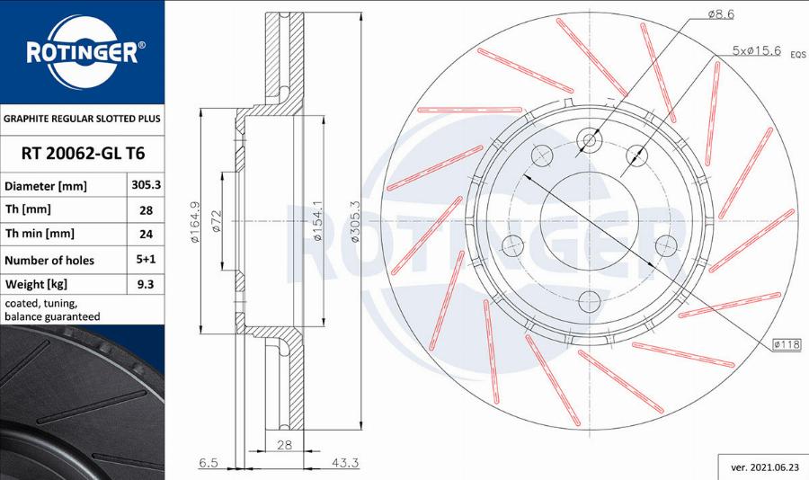 Rotinger RT 20062-GL T6 - Brake Disc www.autospares.lv