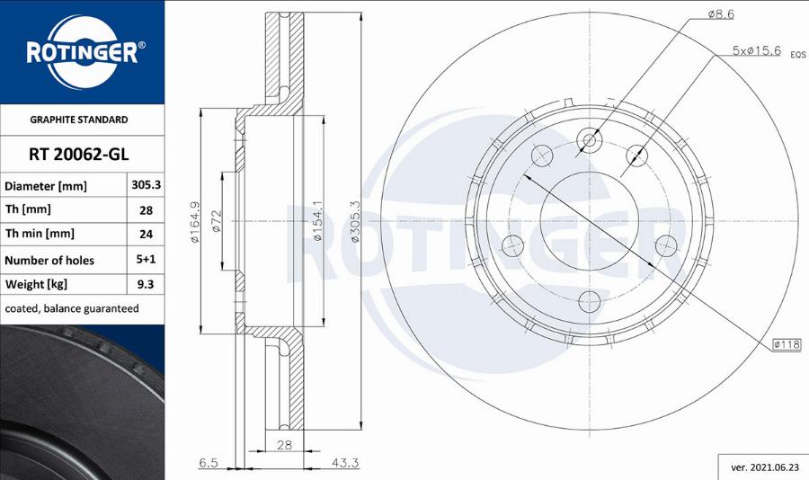 Rotinger RT 20062-GL - Bremžu diski autospares.lv