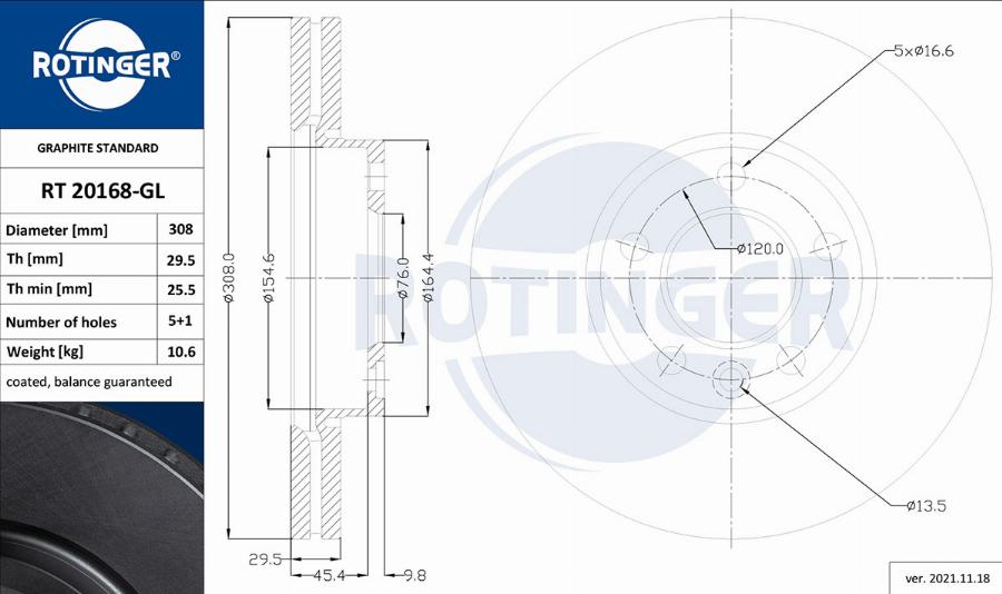 Rotinger RT 20168-GL - Bremžu diski www.autospares.lv