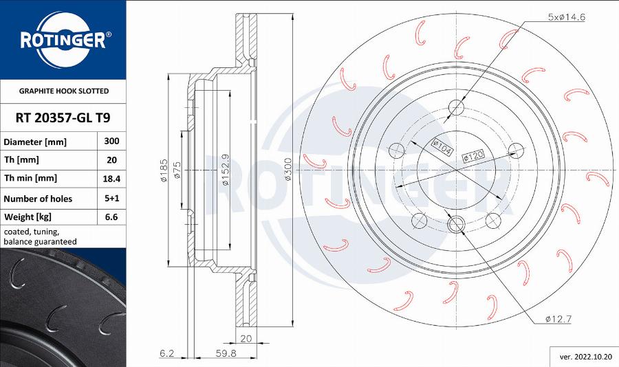 Rotinger RT 20357-GL T9 - Bremžu diski autospares.lv