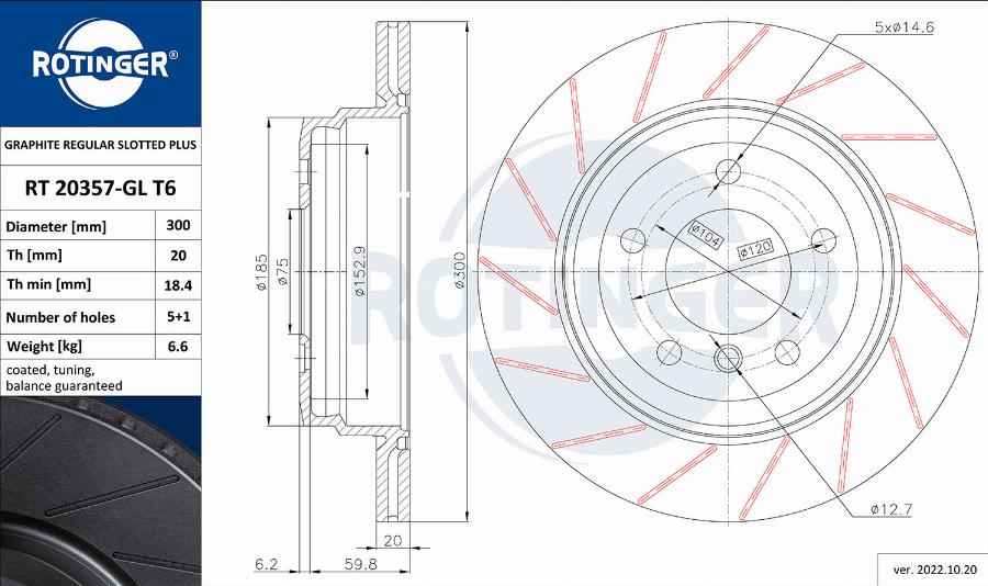 Rotinger RT 20357-GL T6 - Bremžu diski autospares.lv