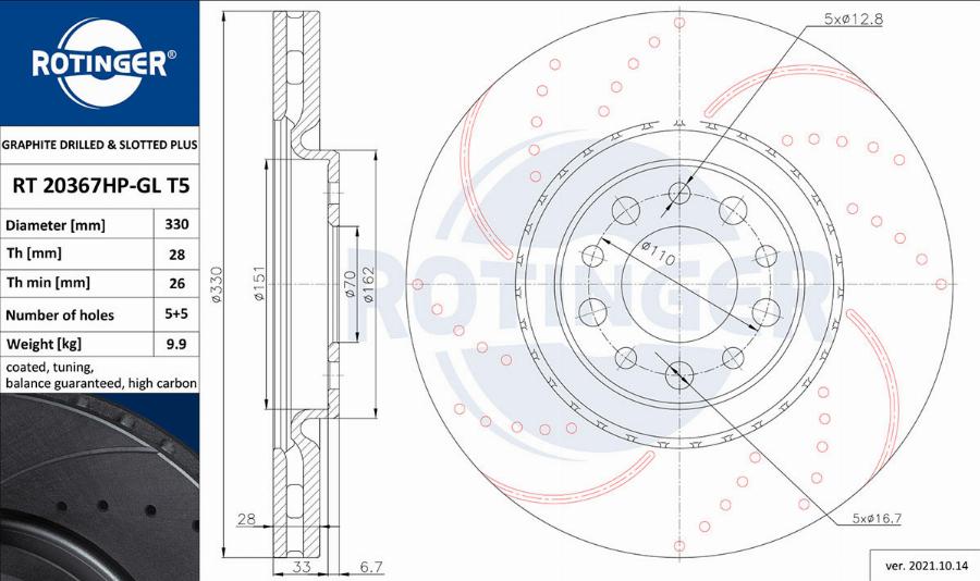 Rotinger RT 20367HP-GL T5 - Brake Disc www.autospares.lv