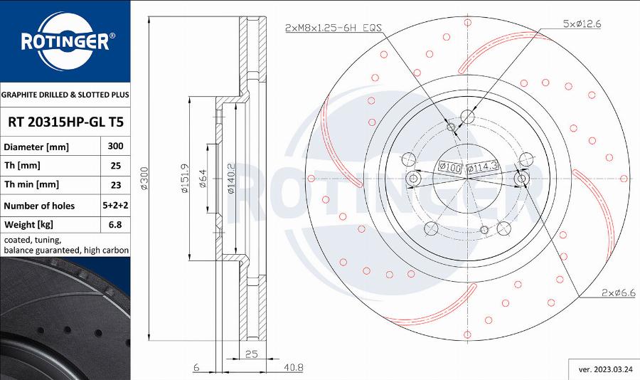 Rotinger RT 20315HP-GL T5 - Bremžu diski www.autospares.lv